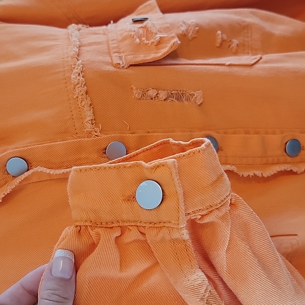 Distressed, button up, long sleeve shirt, layering top - Picture 4 of 9